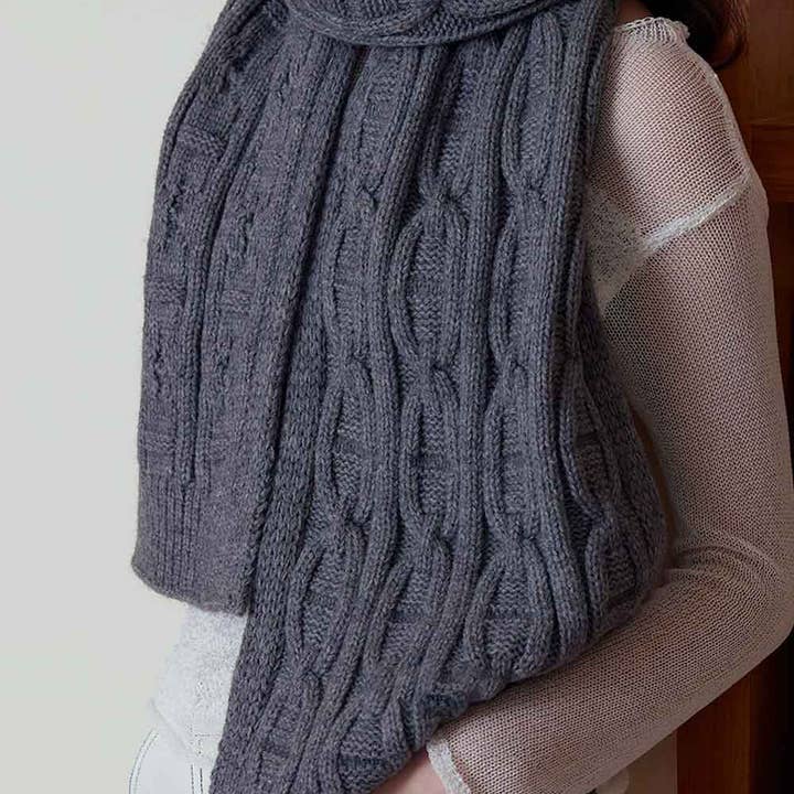 Dipped Shop - Wholesale Scarf - Women's - Vintage Chunky Cable Solid Color Knit Scarf DP25F6122