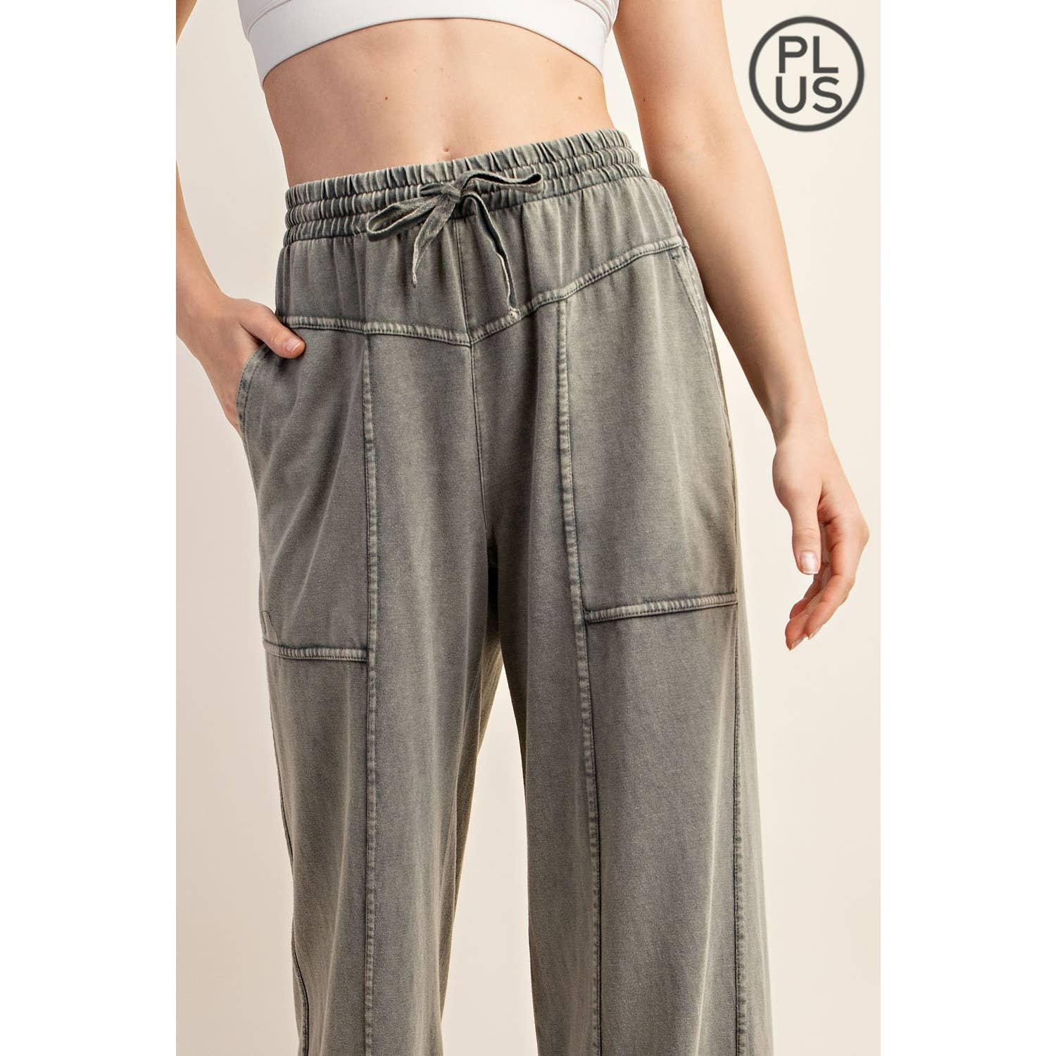 Rae Mode - Wholesale Pants - Women's - PLUS SIZE MINERAL WASHED FULL LENGTH COTTON PANT5