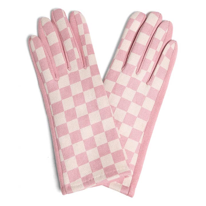12 ASSORTEREDE FARVER Kvinders Checkerboard Touch Handsker for engroshandel på Faire6