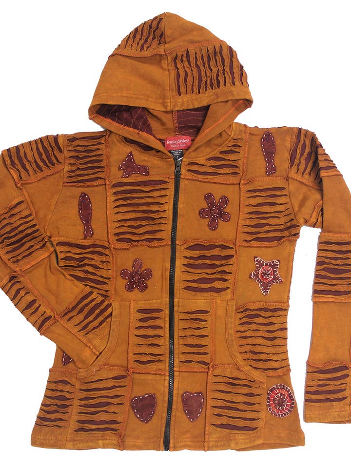 Lungta Imports - Wholesale Hoodie - Dames - Vintage Boheemse hippie-jas met capuchon voor dames, Nepal5
