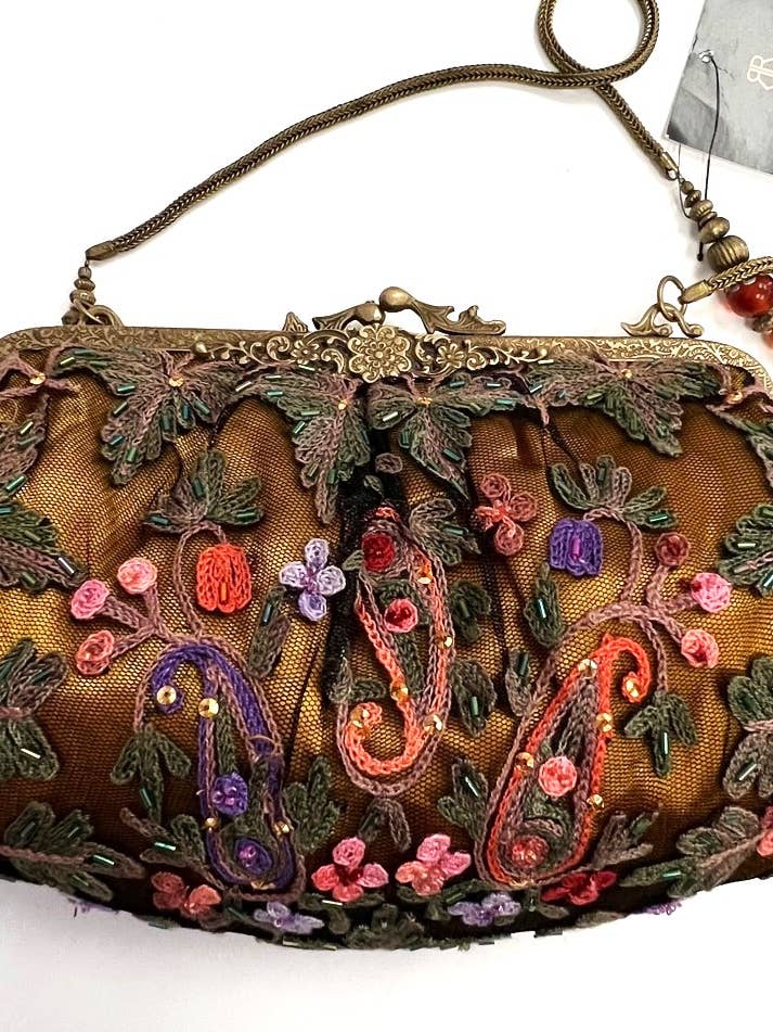 Borsa da donna vintage ricamata a mano Crewel per la vendita all'ingrosso da parte di Ricki designs