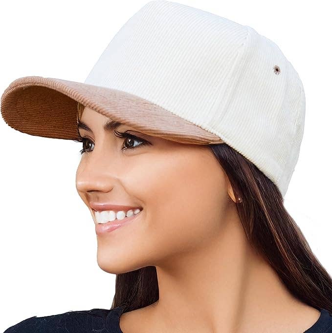 Funky Junque - Wholesale Baseball Cap - Unisex - Two Tone Vintage Corduroy Hat - Khaki/Beige3