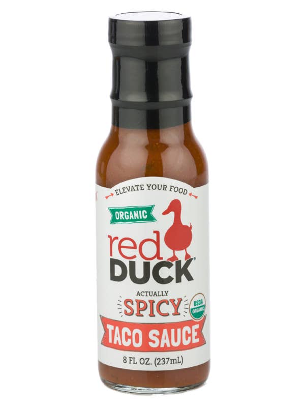 Red Duck Organic Spicy Taco Sauce 8oz for wholesale by Beaverton Foods