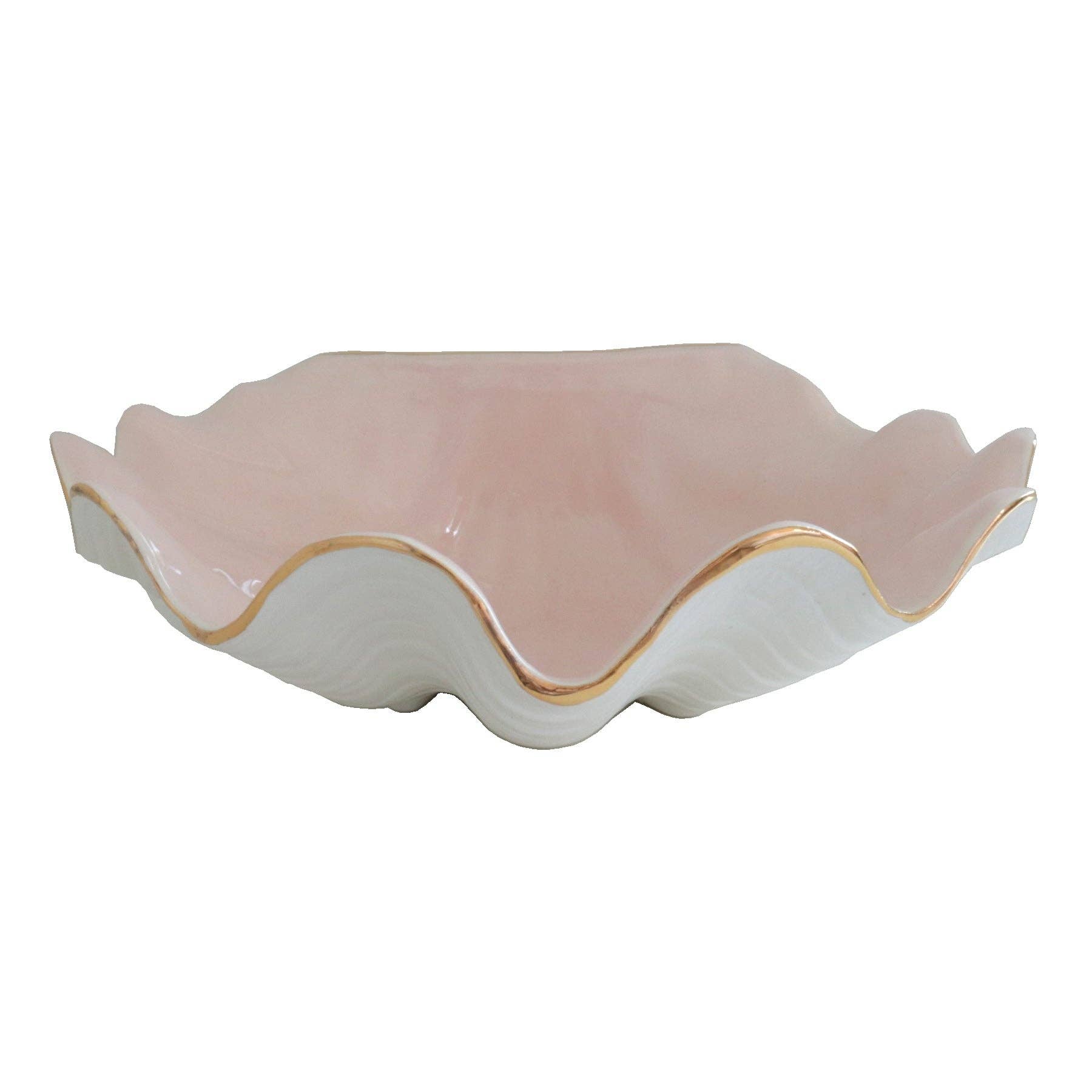 Lo Home | Ruby Clay - Wholesale Decorative Plate/Dish/Bowl - Clam Shell Bowl with 22K Gold Accent0