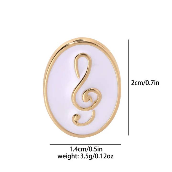 Magnifique Hearts - Wholesale Lapel Pin/Button - Elegant Gold & White Treble Clef Pin for Music Lovers