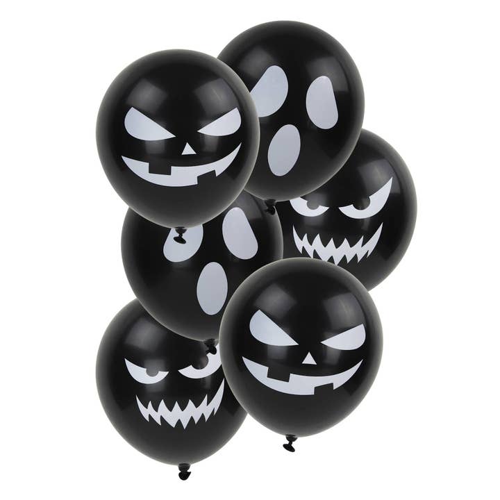 Tim&Puce Factory - Wholesale Balloon - HALLOWEEN FACES BLACK BALLOONS X 6