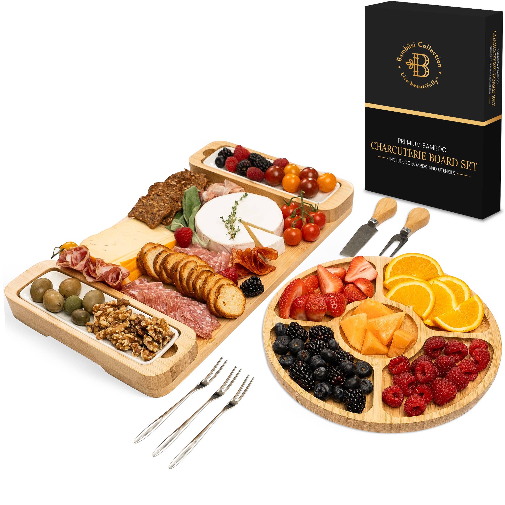 Bambusi - Wholesale Cheese Board - Charcuterie Board Gift Set - Cheese Board & Serving Tray3