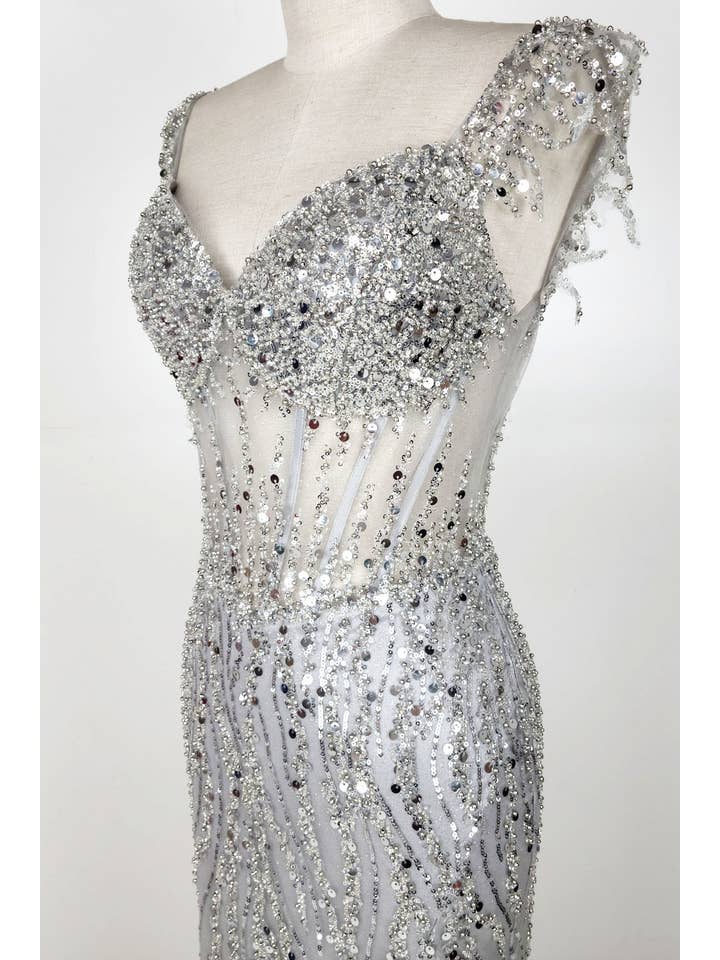 Chicas - Wholesale Gown - Women's - Off the Shoulder Sequin and Bead Long Dress C33161