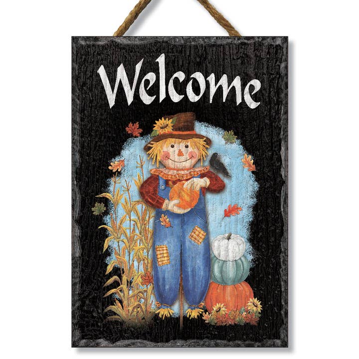 Welcome W/ Scarecrow Slate Impressions for wholesale by ST Creations