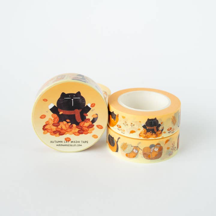 Moonaries illo - Wholesale Washi Tape - Cozy Fall Autumn Cat Washi Tape3