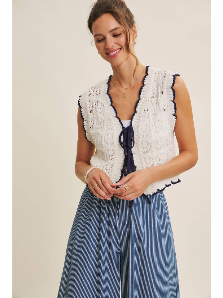 in february - Wholesale Sweater Vest - Women's - SEASONLESS ENDLESSLY VERSATILE CROCHET SCALLOP EDGE SWEATER13