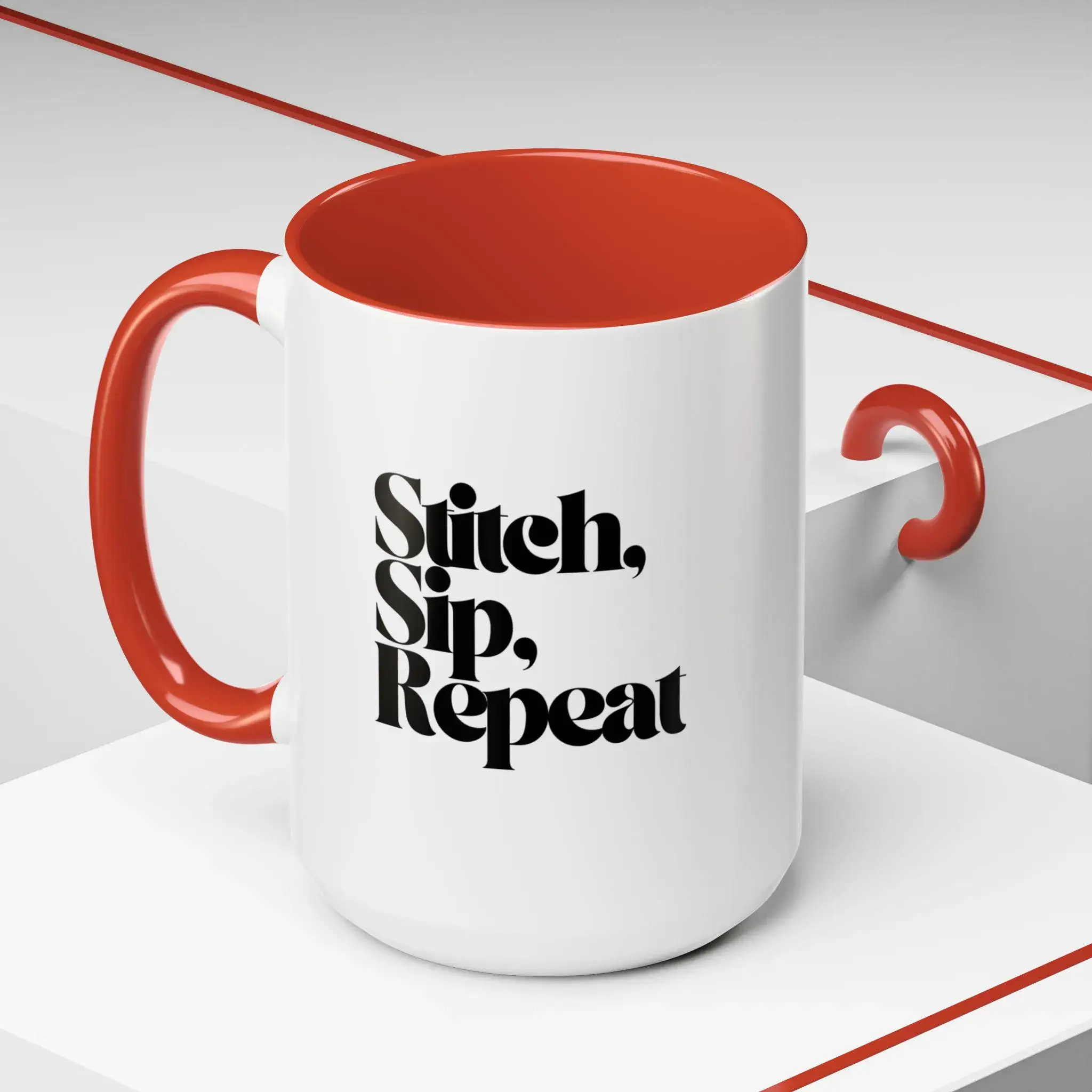 Sweet South Design - Wholesale Coffee mug - Punch Needle Mug, Ceramic, 15 oz, Stitch, Sip, Repeat1