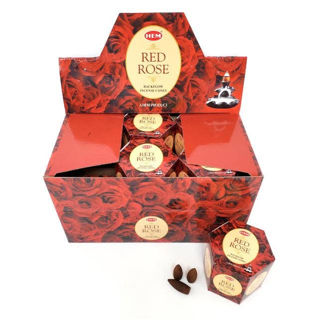 Hem Red Rose Backflow Wierookkegels 480 stuks 1,2``-501 voor wholesale door International Gifts Ltd.