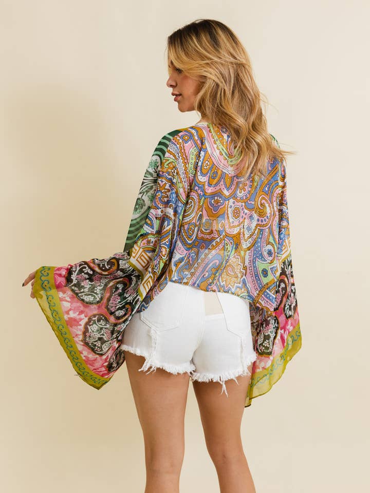 Leto Accessories - Wholesale Kimono - Women's - Summer Boho Chic Tie Front Wrap w/Armholes