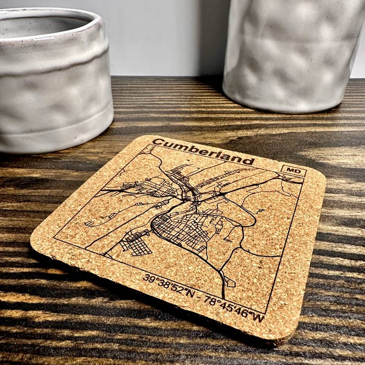 Custom City Cork Coaster for wholesale by Mountain Maryland Trading Post