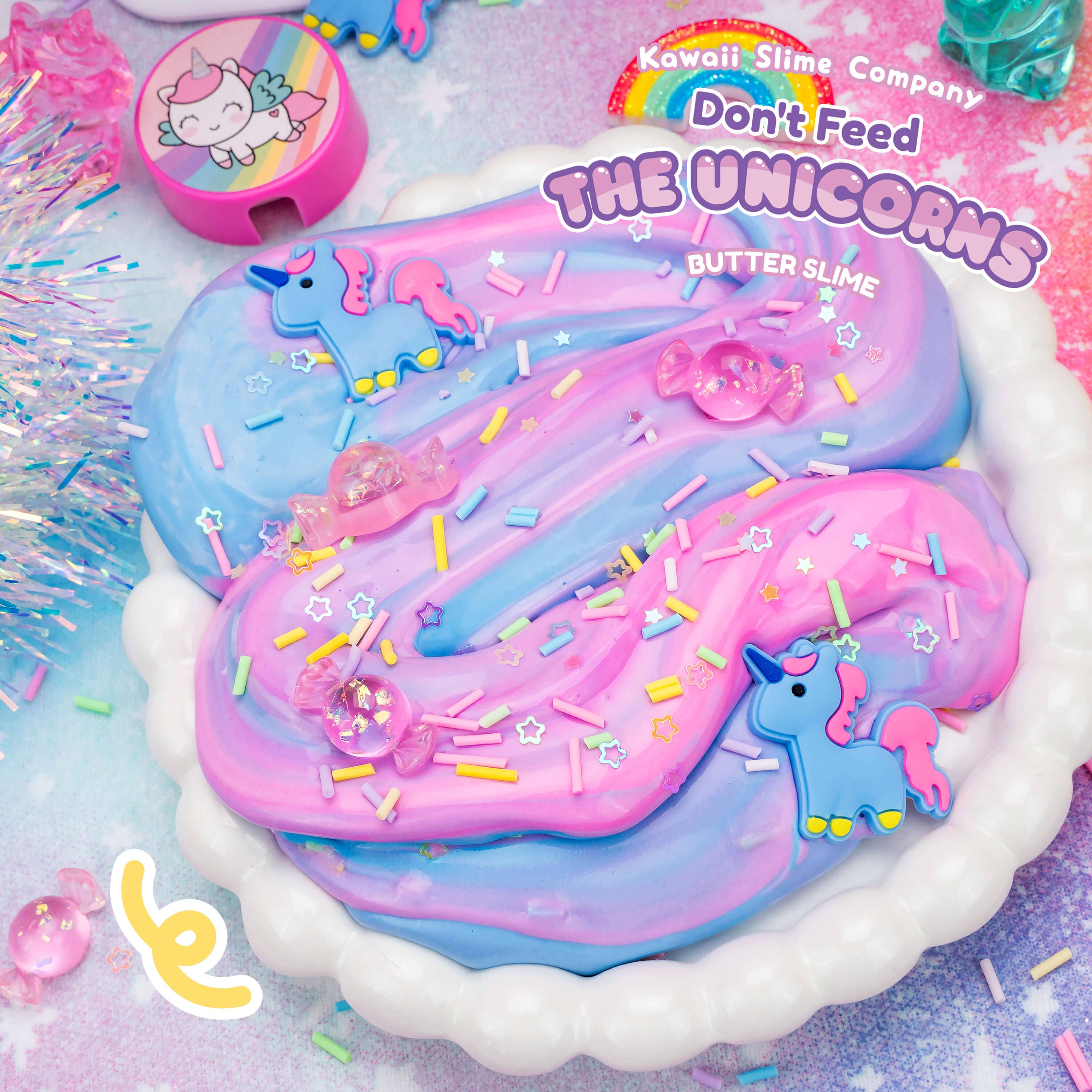 Kawaii Slime Company – Großhandel Knete/Schleim – Kinder – Don't Feed the Unicorns Butter Slime (4 Stück/Packung)1