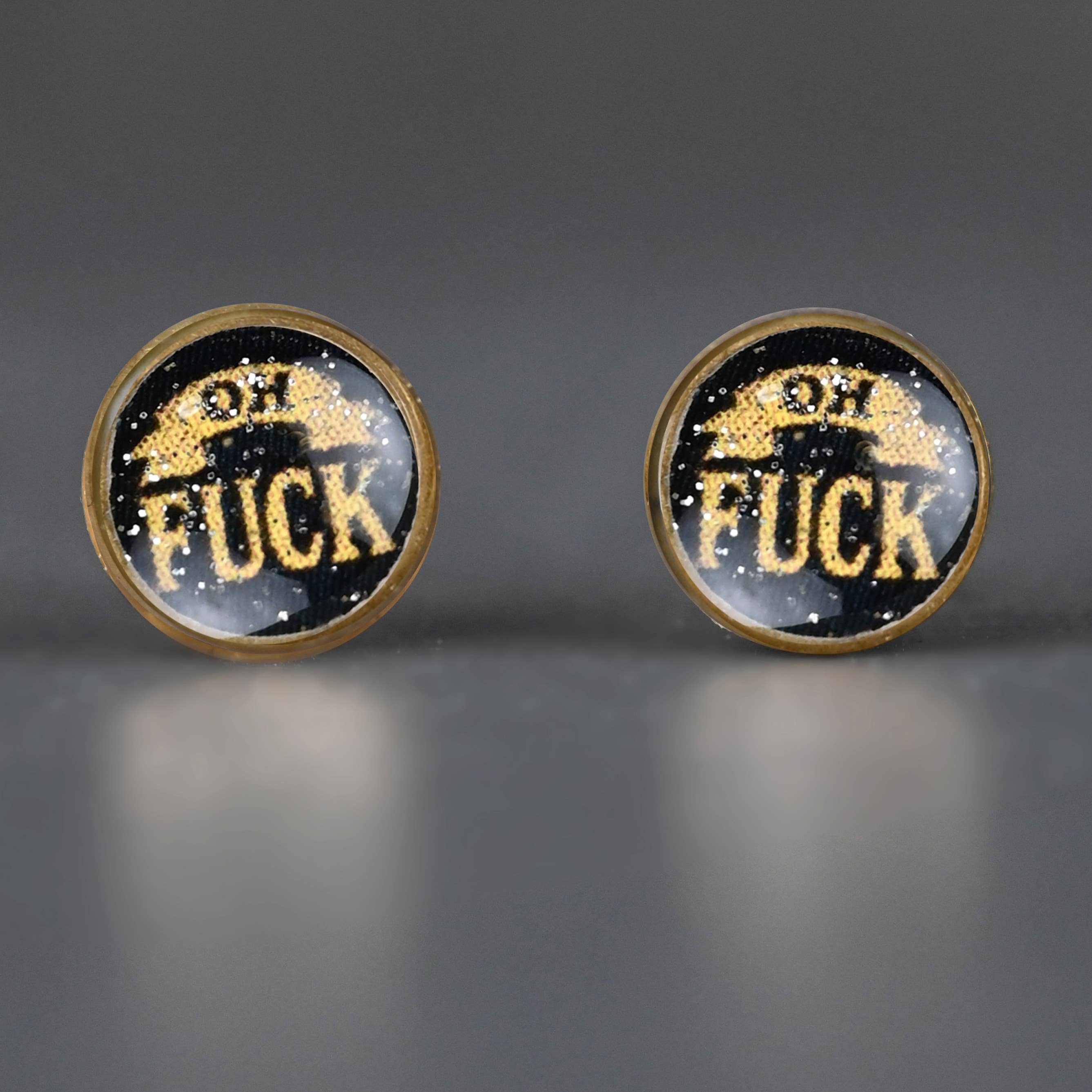 KBD Studio - Wholesale Stud/Post Earrings - Tiny Picture Studs (Gothic Font Fuck)6