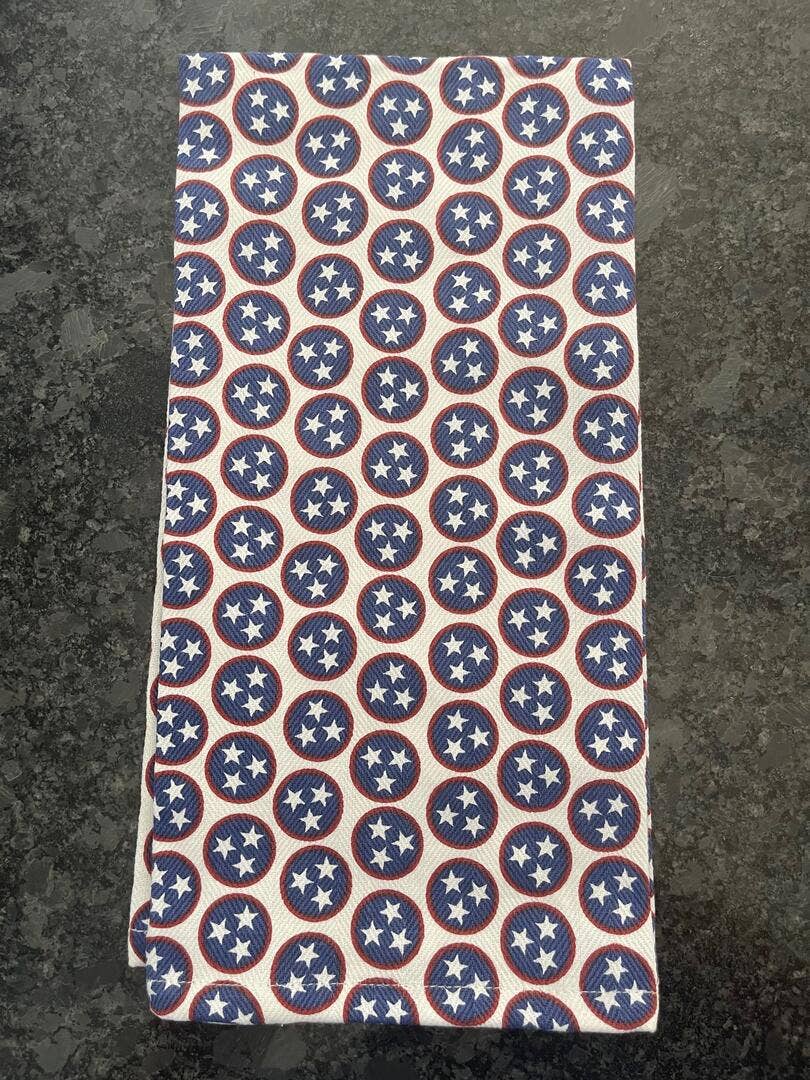 Barrel Down South - Wholesale Tea Towel - Red and Blue Tri Star Tennessee Tea Towel0