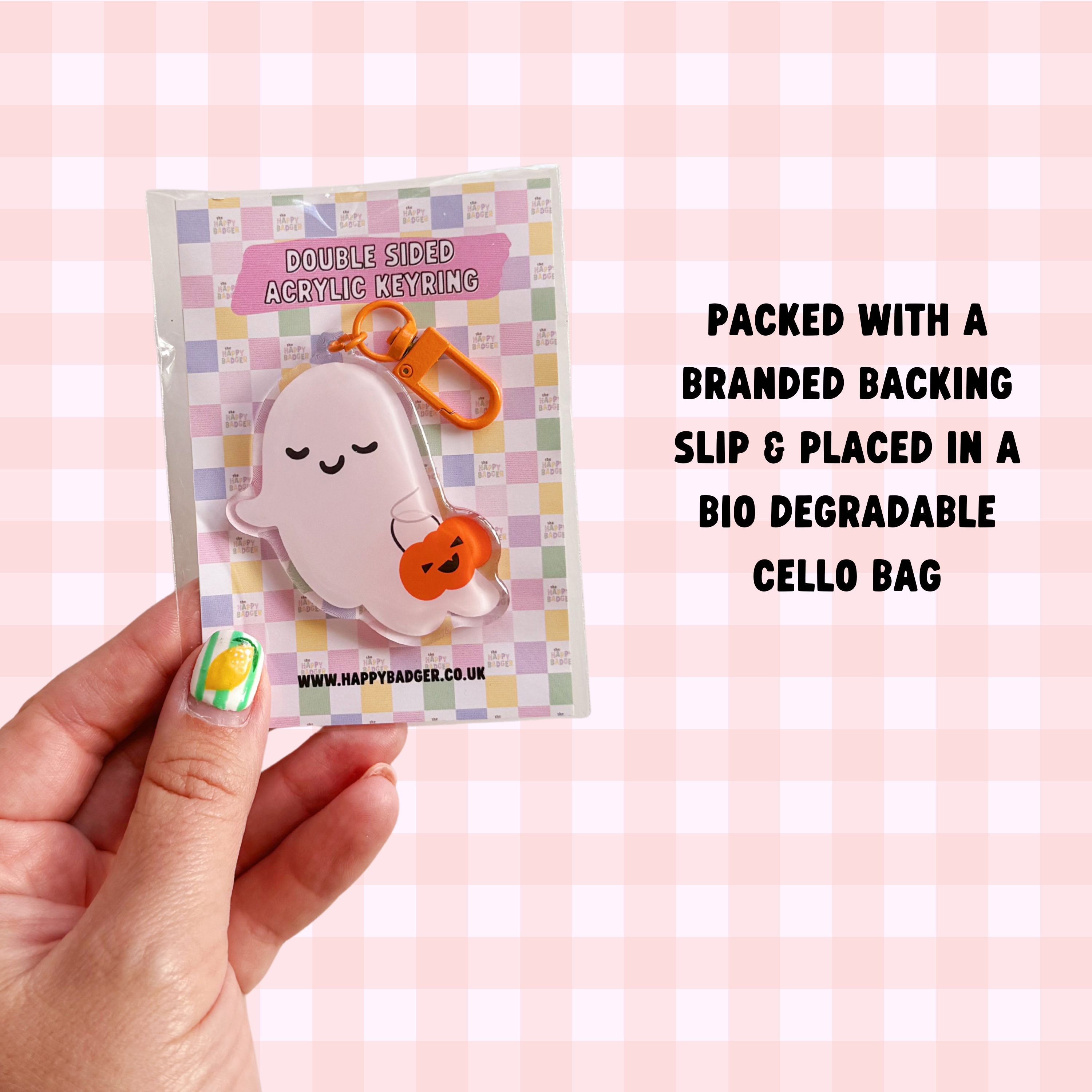 The Happy Badger – wholesale Keychain – Unisex – Halloween Ghost Keyring | Acrylic Key Chain | Cute & Spooky3