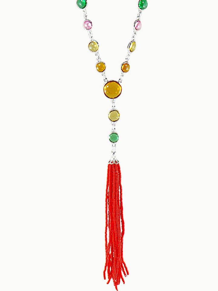Sivalya Y-drop Multi Quartz Lariat Tassel Necklace for wholesale by Sivalya