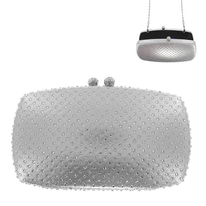SP Sophia Collection - Wholesale Clutch Bag - Women's - Scattered Rhinestone Bedazzled Evening Clutch w/ Strap