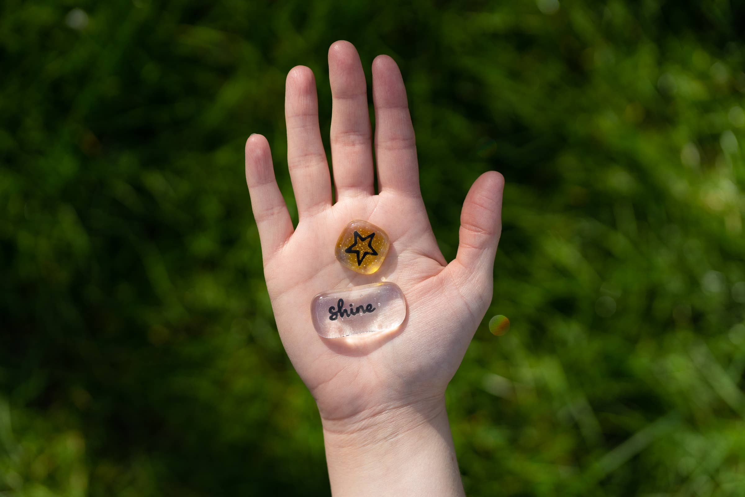 Salvia Glass - Wholesale Keepsake Coin/Token - Shine Positivity Pebble set -  fused glass pocket pebbles.1