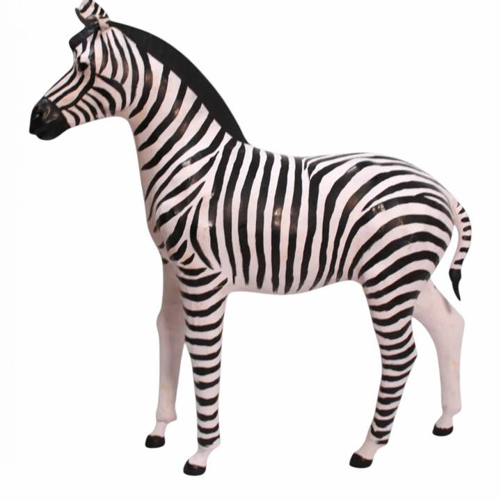 Handmade Leather Zebra Statue | Eco-Friendly Safari Decor | Indian Artisan Wildlife Figurine for wholesale by Something wild
