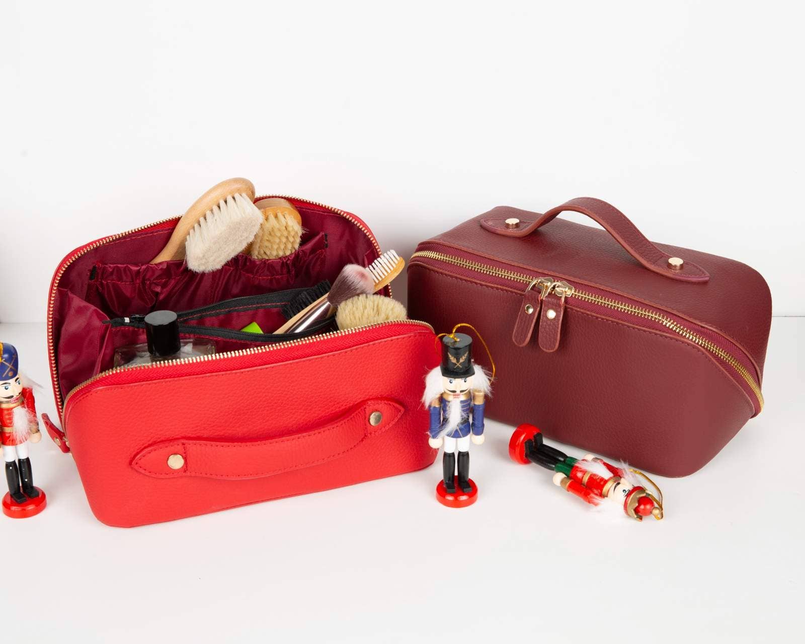 Lupinny Leather - Vente Trousses de maquillage/cosmétique - Trousse de maquillage en cuir Ellati – Trousse de toilette et étui de voyage durable2