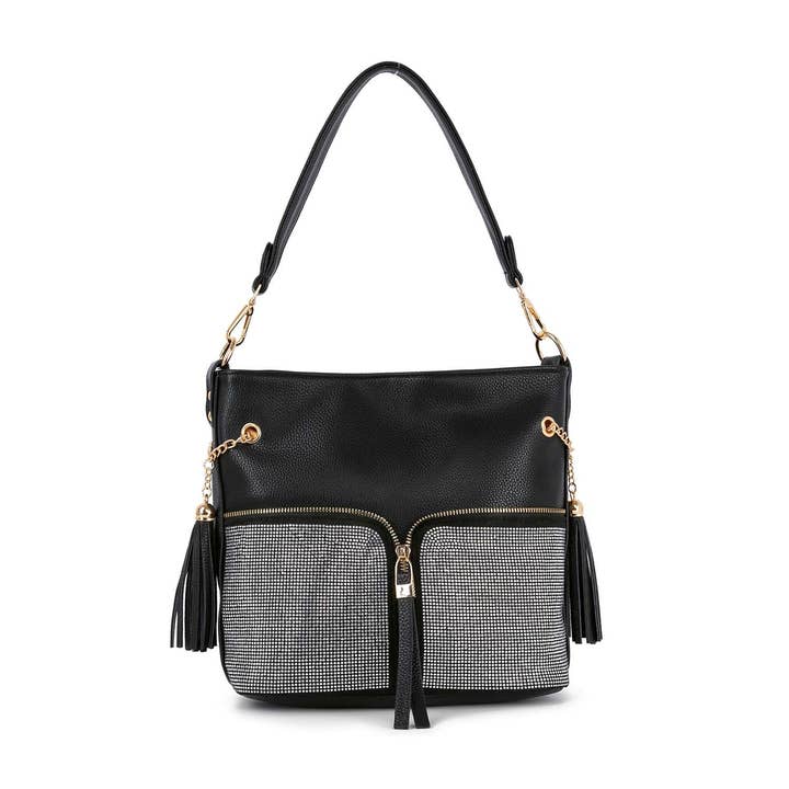 Sac à main Hobo à fermeture éclair en strass pour la vente par Handbag Express