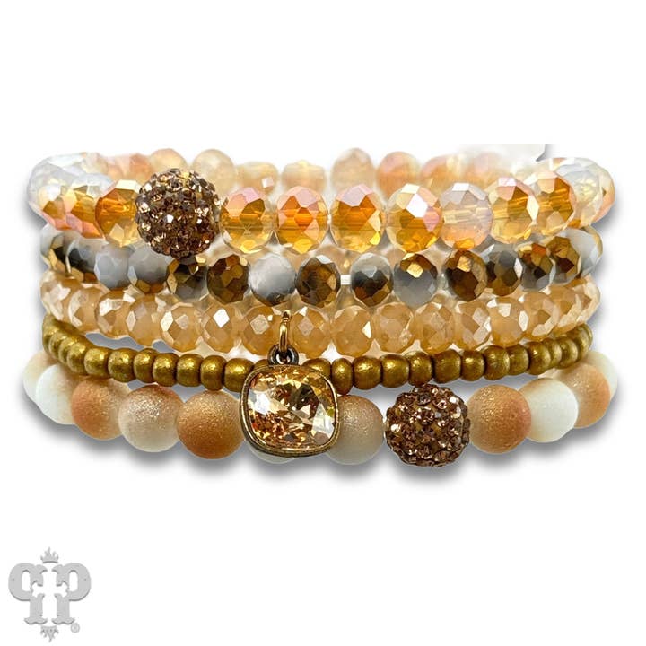 Pink Panache Brands - Wholesale Jewelry Set - Five strand stone and crystal bead bracelet set, Austrian crystal4