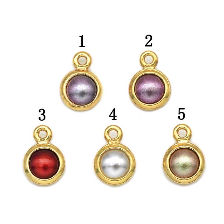 Gold Wrapped Pearl Mini Ball Charm, Sku#Y762 for wholesale by BestBeads&Beyond