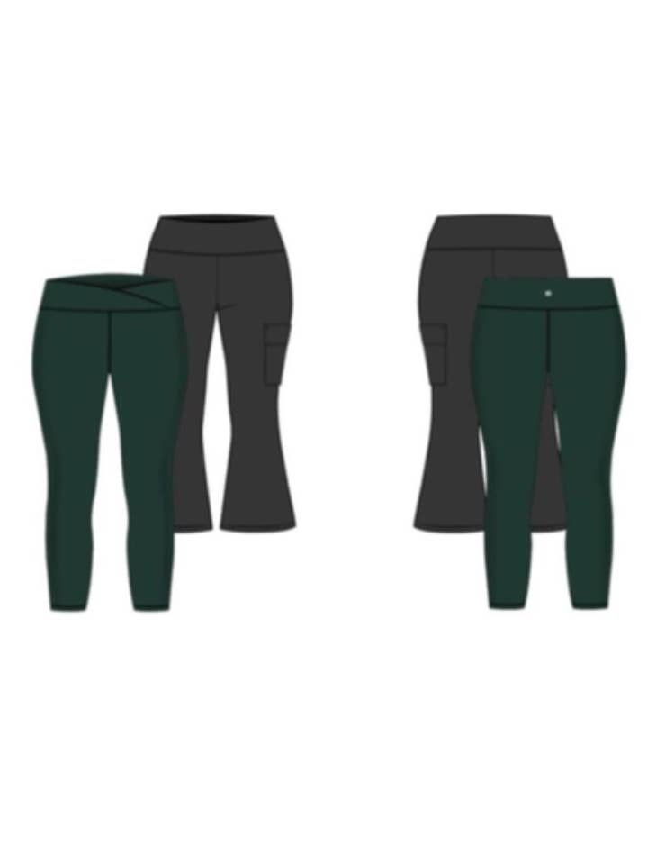Tween Girls Crossover Leggings and Everyday Cargo Flare for wholesale by 90 Degree by Reflex & Yogalicious
