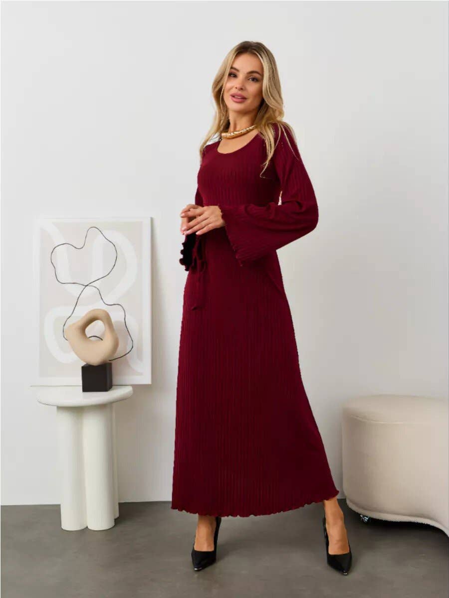 Lily Clothing - Wholesale Dress - Women's - Loose U collar back strap flared sleeve dress12