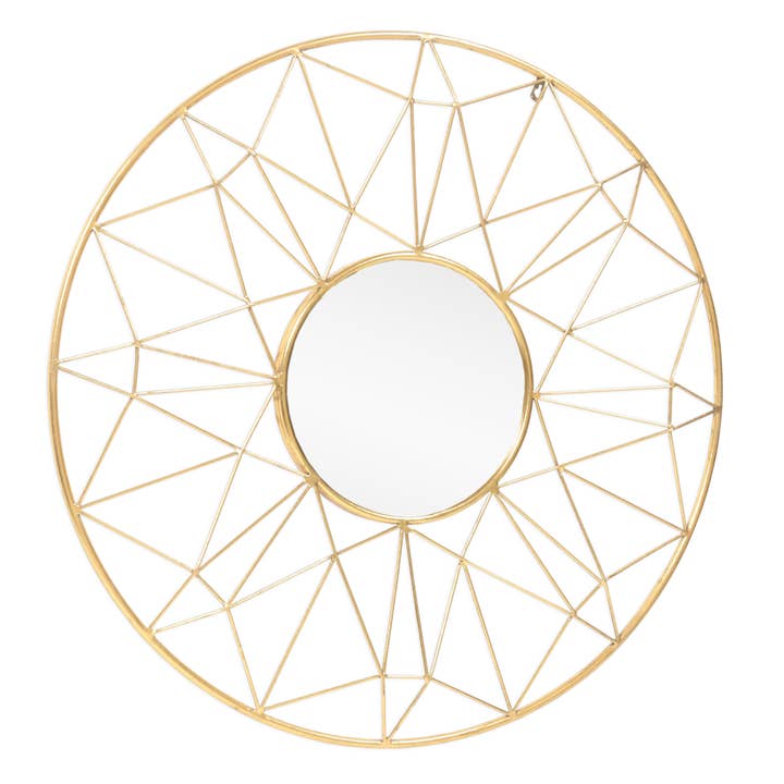 Espelho Decorativo Redondo de Metal Dourado de 32" por atacado de HomeRoots