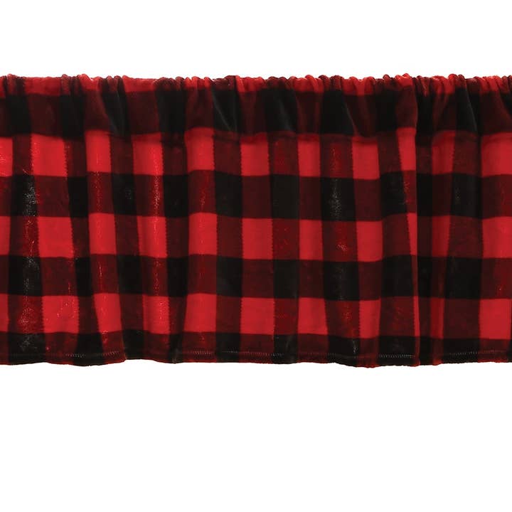 Red Lumberjack Plaid Plush Valance for wholesale by Carstens, Inc.