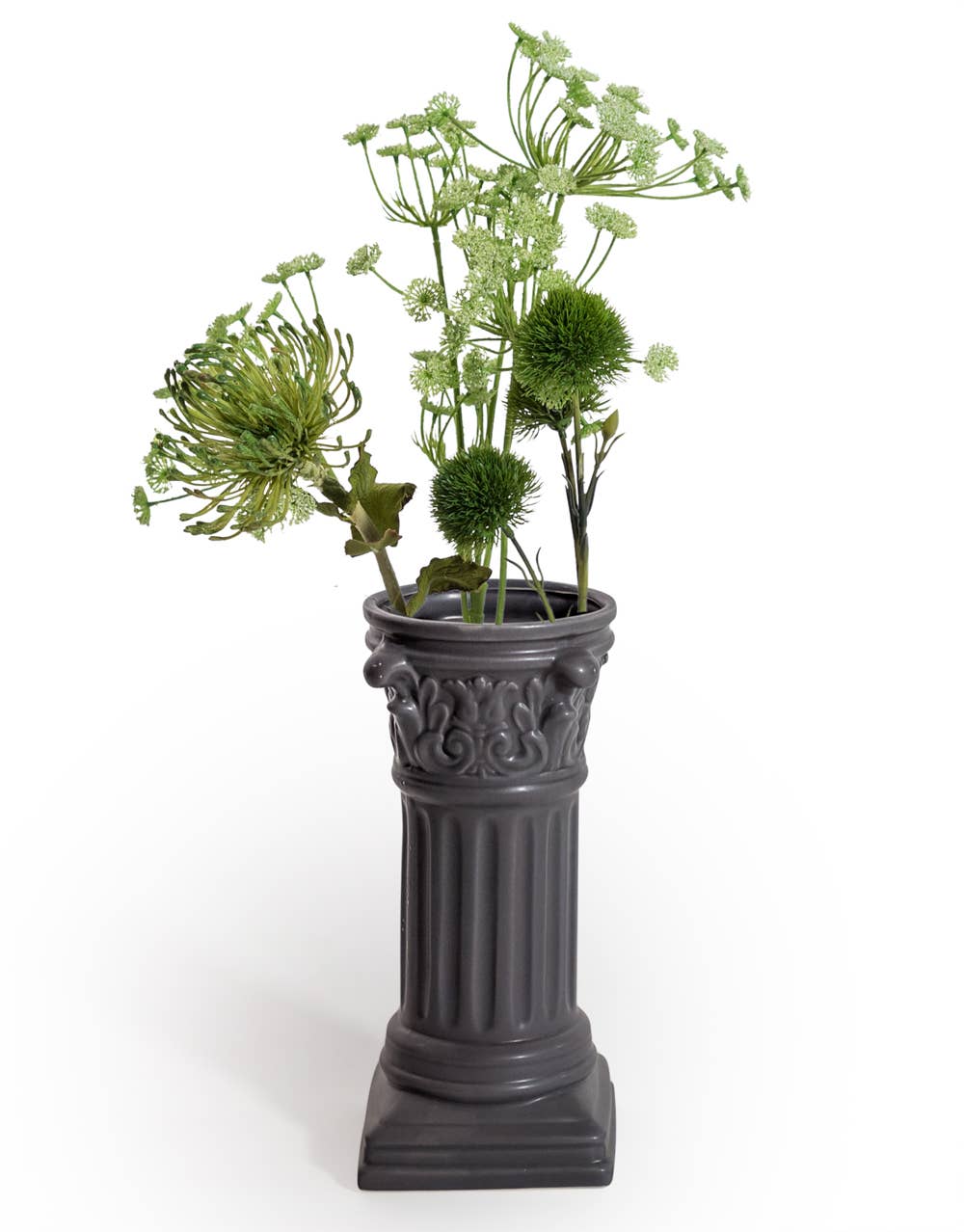 McGowan & Rutherford Ltd – wholesale Vase – Matt Grey Small Corinthian Column Ceramic Vase