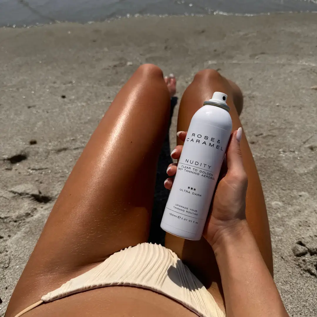 Rose & Caramel – wholesale Self-tanner – Nudity Clear Golden Tanning Aerosol 150ml2