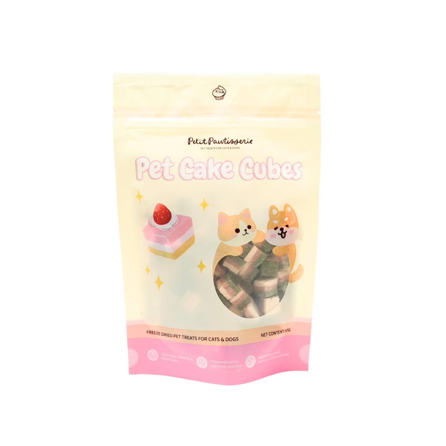 Petit Pawtisserie - Vente Friandises – chat - Friandises en cubes de gâteau au poulet lyophilisé pour chats et chiens 50g3