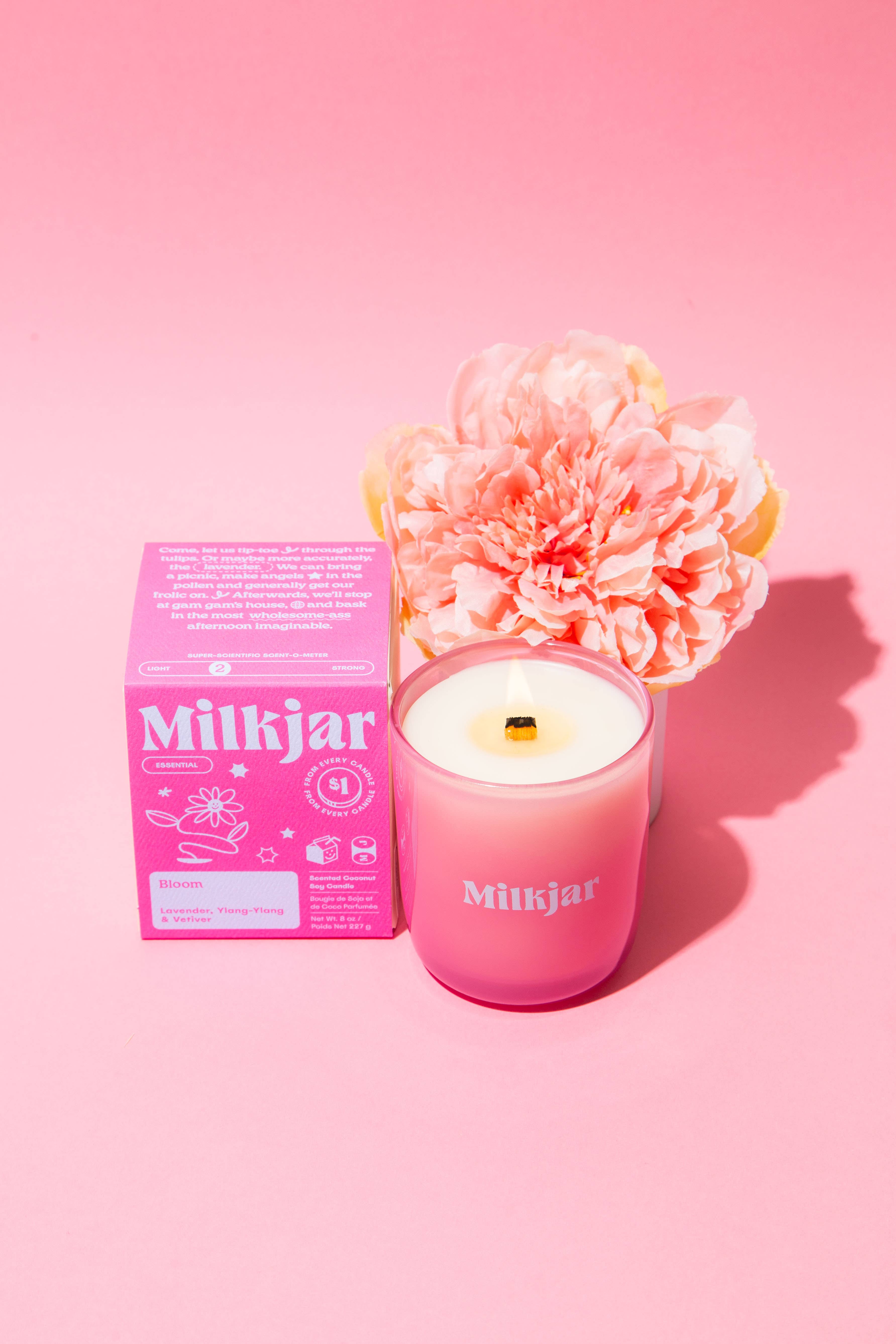 Milk Jar Candle Co. - Wholesale Jar/Filled Candle - Bloom - Essential Oil Coconut Soy 8oz Candle 9