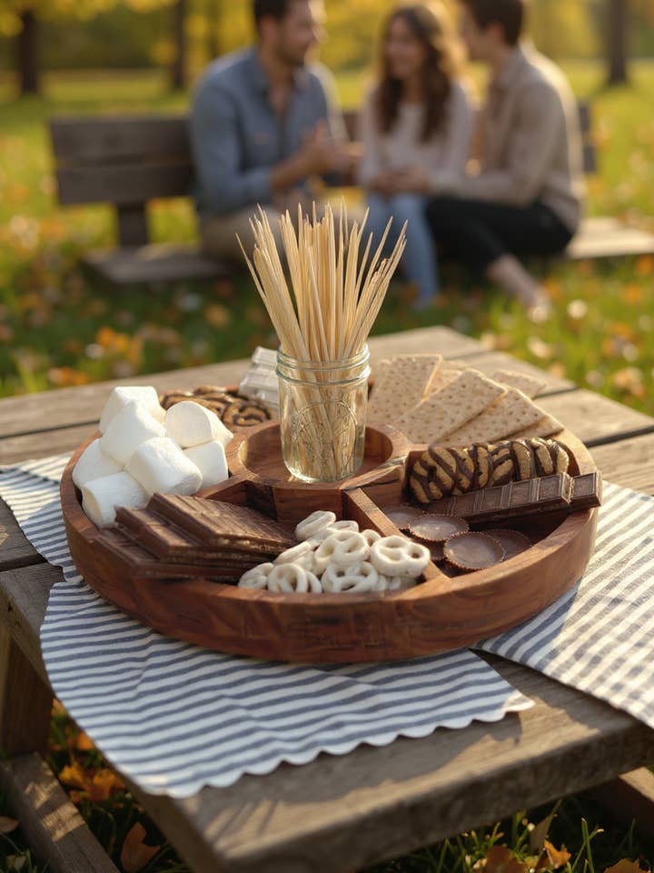 Large Divided Round Wood Tray for wholesale by Made Market Co.