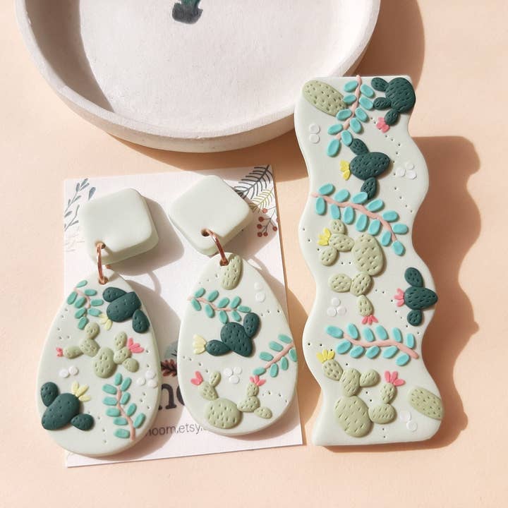 Kaktusøreringe • Plantesmykker for engroshandel hos NoomCottageClay