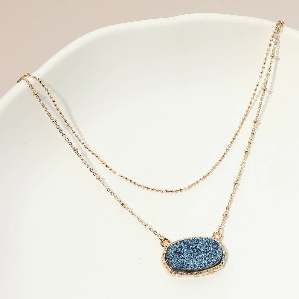 Sensibling Corp. – Engroshandel Halskæde med vedhæng – Druzy vedhæng accent lagdelt halskæde2