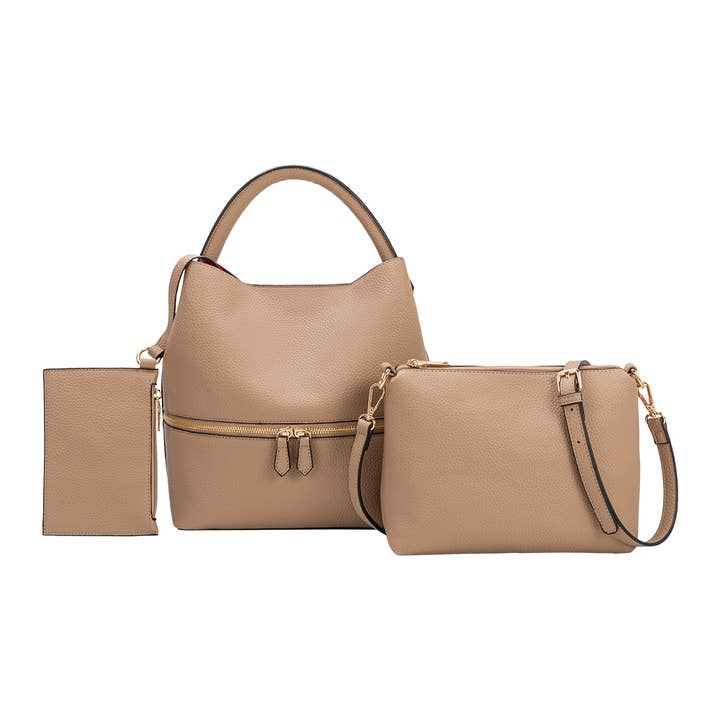Melie Bianco - Wholesale Top Handle Bag - Women's - Karianna Tan Recycled Vegan Crossbody Bag