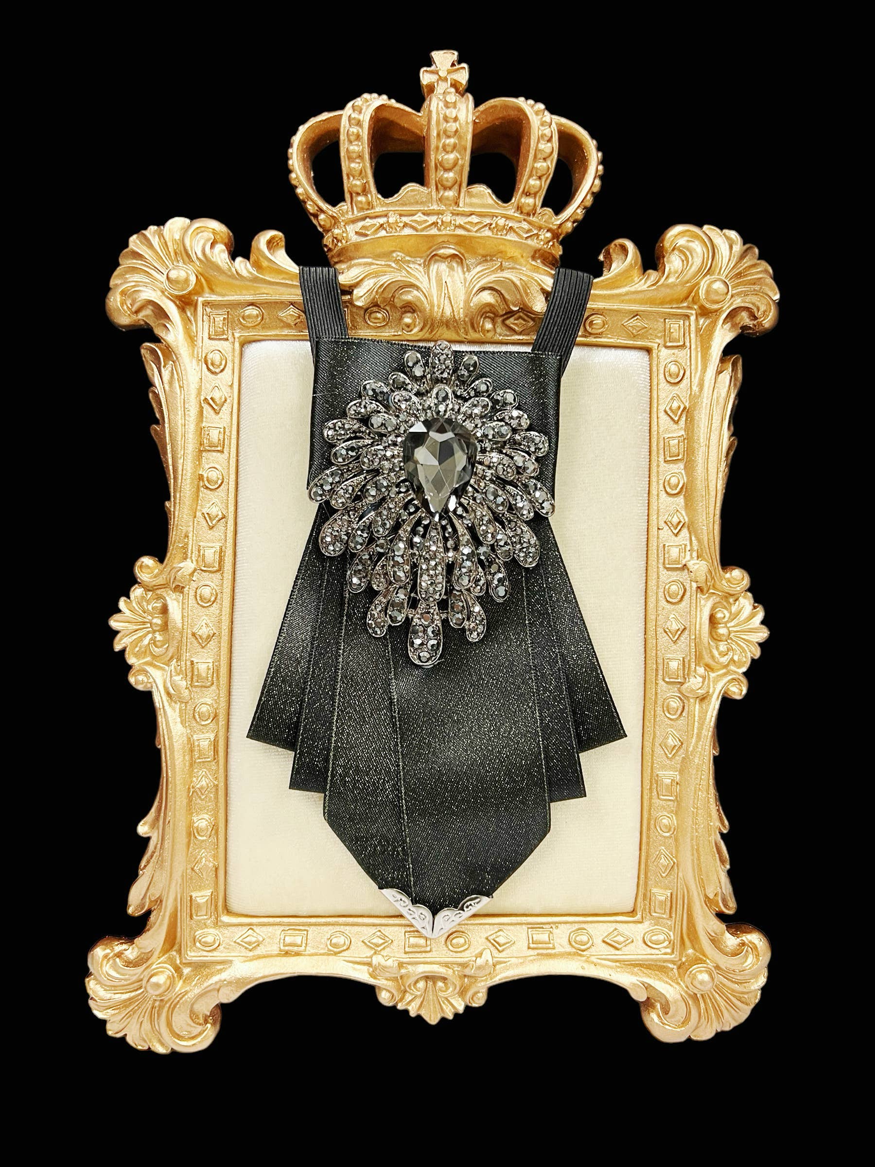 Happy Dream Gifts - Wholesale Tie Clip - Men's - Black Bow Tie, Formal Event Necktie, Black Crystal Tie