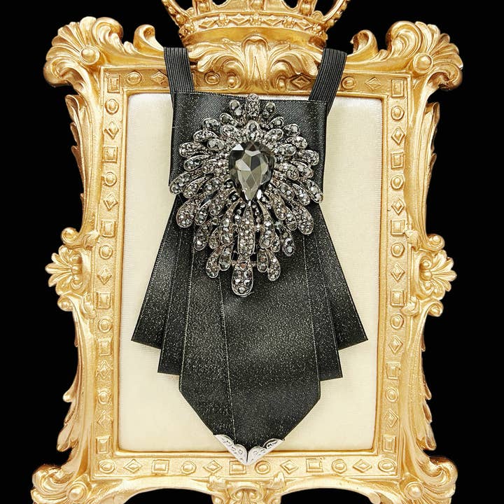 Happy Dream Gifts - Wholesale Tie Clip - Men's - Black Bow Tie, Formal Event Necktie, Black Crystal Tie0