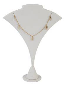 7½" White Faux Leather Fan-Shaped Earring/Necklace Display for wholesale by Store Supply Warehouse