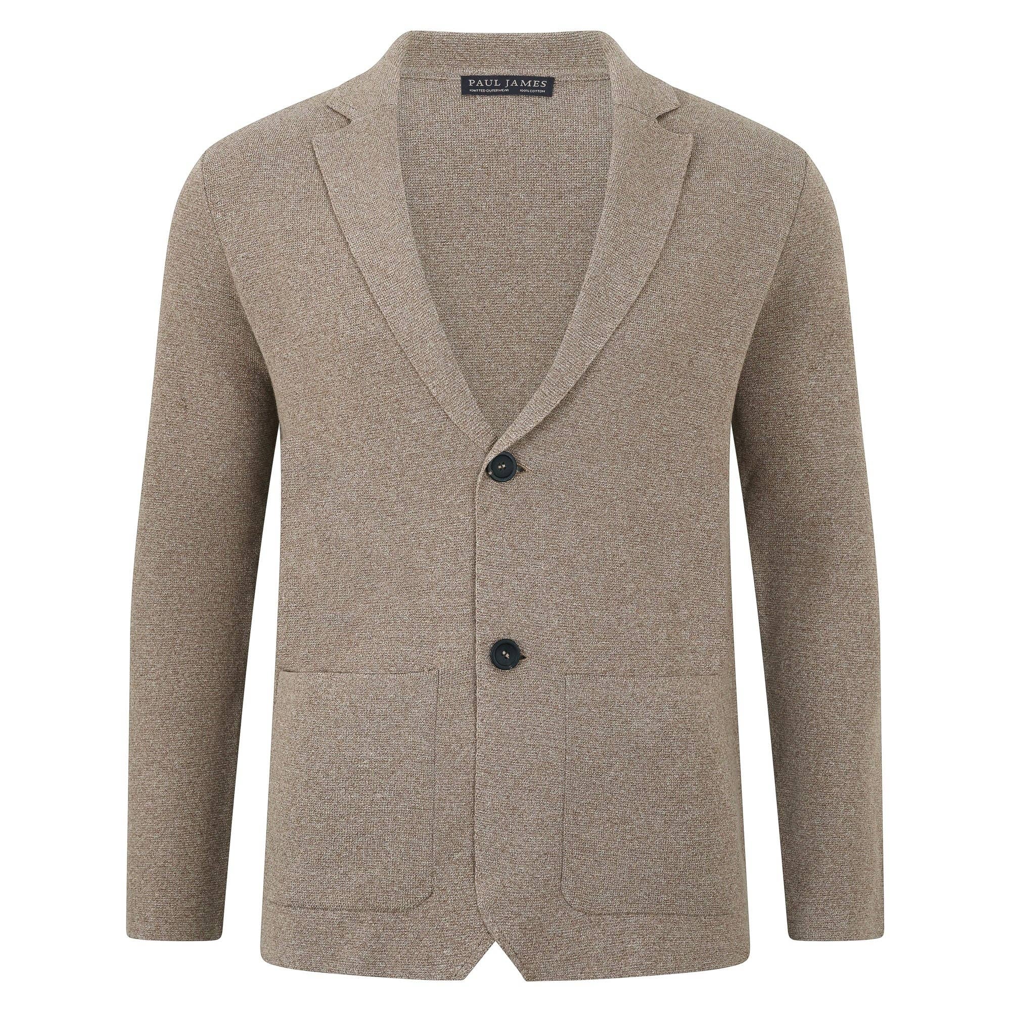 Mens Lightweight Jaspe Cotton Knitted Blazer for wholesale on Faire7
