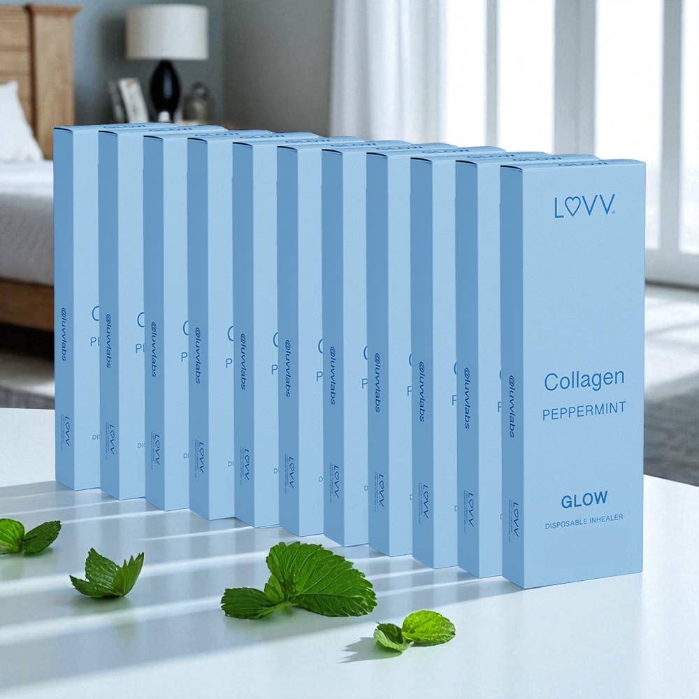 LUVV Labs - Wholesale Aromatherapy Inhaler - 10 LUVV GLOW Collagen Infused Peppermint Flavored Inhealers4