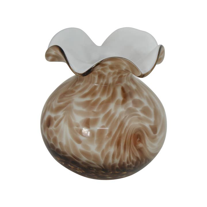 Three Star IM/EX Inc. - Wholesale Vase - 5X5 BROWN & WHITE GLASS VASE