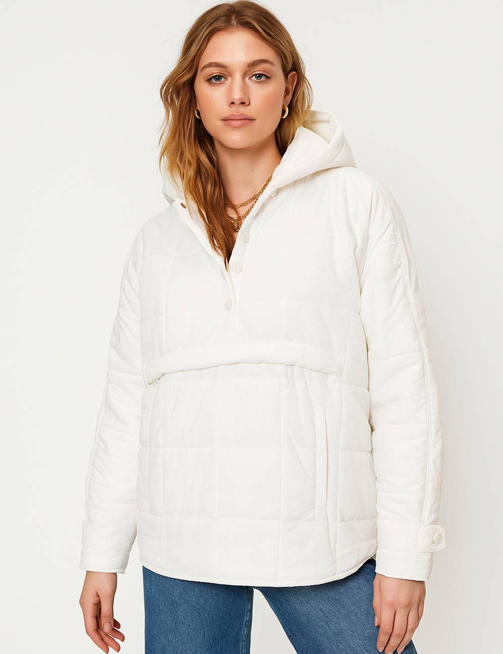 Sweetkama – wholesale Puffer jacket – Women’s – Ladies Button Pullover Hooded Padded Puff Jacket SKT475530